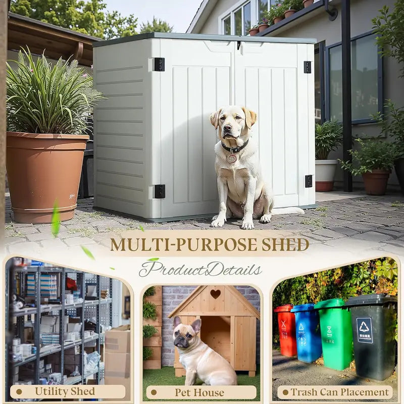 Weatherproof Horizontal Resin Outdoor Storage Shed for Tools and Garden Gear