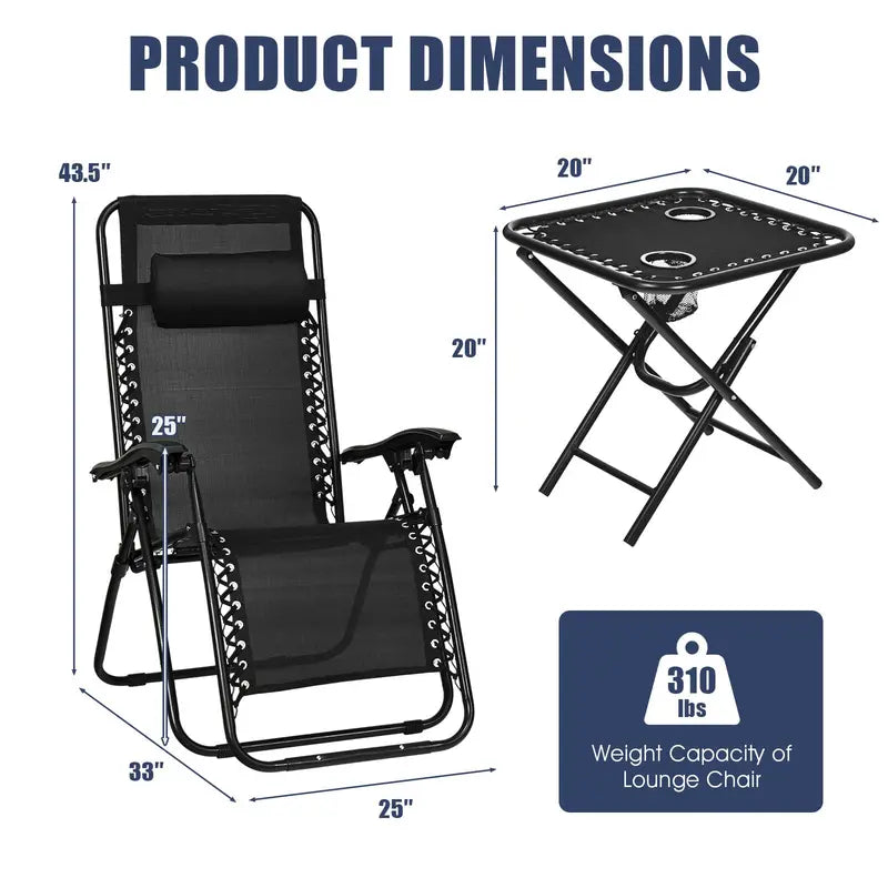 Zero Gravity Recliner Chair Set – Dual Lounge Chairs with Ergonomic Support and Footrests