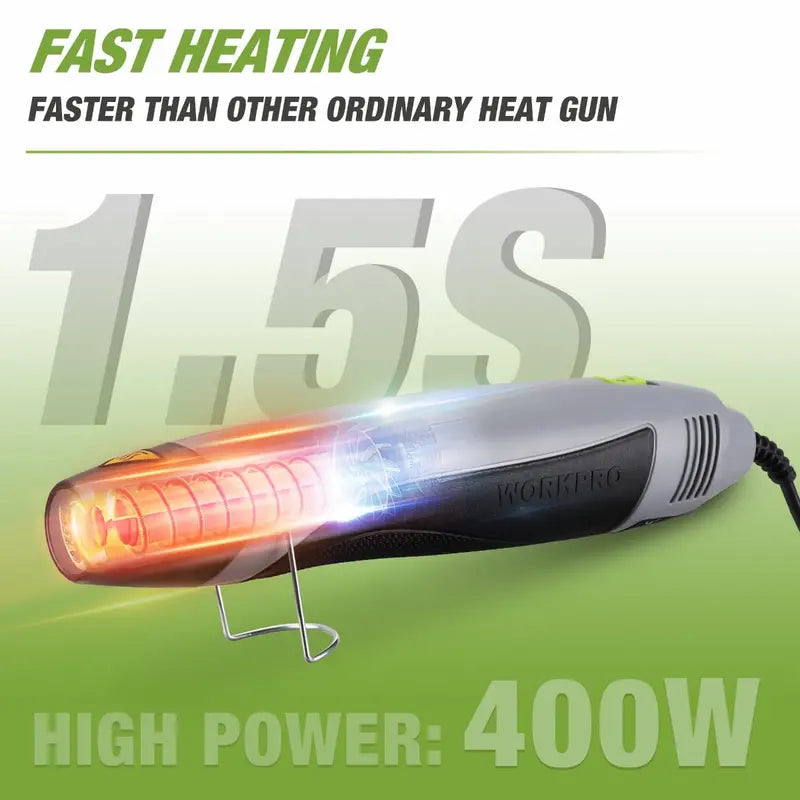 WORKPRO 400W Mini Hot Air Gun – Adjustable Temperature, Reflector Nozzle