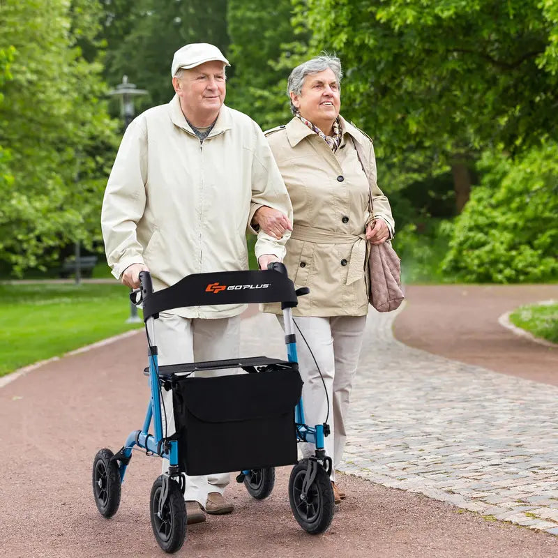 Rollator Walker with Seat, Backrest, and Brakes for Seniors