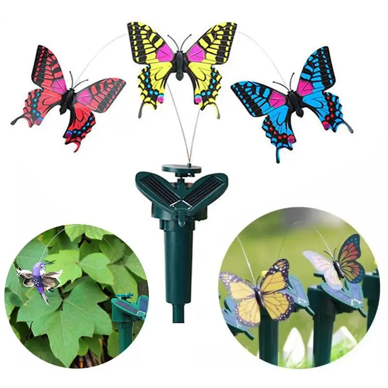 Solar-Powered Hummingbird & Butterfly Garden Sculpture – Animated Outdoor Decor