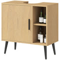 HOMCOM Badezimmer Unterschrank mit Soft-Close-Tür und verstellbarem Regal, 60 x 30 x 59,5 cm, Eiche