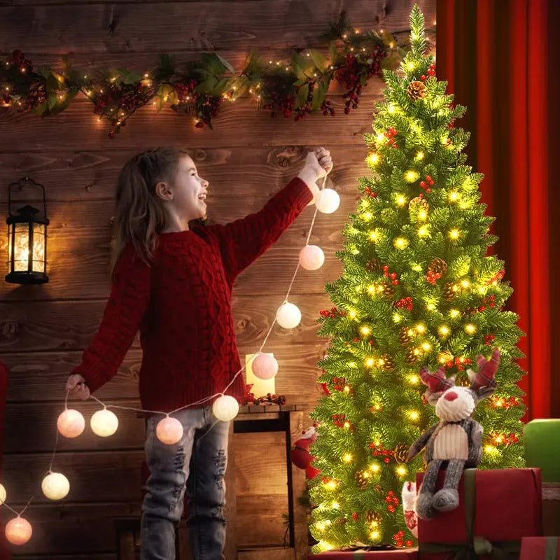 Slim Pre-Lit Pencil-Style Artificial Christmas Tree