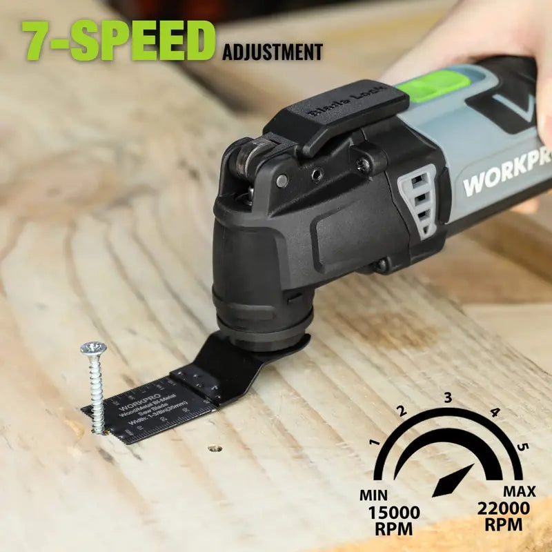 WORKPRO 3-Amp Oscillating Multi-Tool – Quick-Lock Design, 7 Speeds, 3° Oscillation, 17 Accessories + Carry Bag