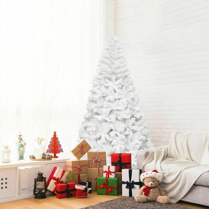 White Metal-Legged Christmas Tree – All-Weather Holiday Decor for Indoor and Outdoor Spaces