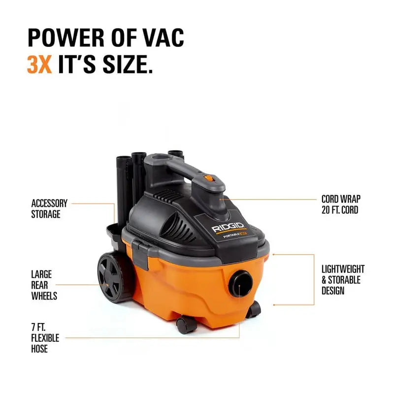 RIDGID 4 Gallon 5.0 Peak HP Portable Wet/Dry Shop Vacuum with Fine Dust Filter, Hose, Accessories and Premium Car Cleaning Kit WD4070C