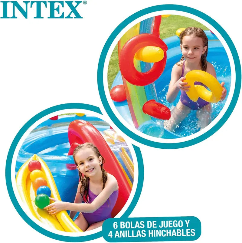 Intex Jungle Adventure Inflatable Play Center – 96″ x 78″ x 28″ Kiddie Splash Pool with Water Slide for Toddlers & Backyard Fun