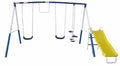 XDP Recreation Play All Day Metal Swing Set with Glider, Bench Swings, Trapeze & Wave Slide for Kids