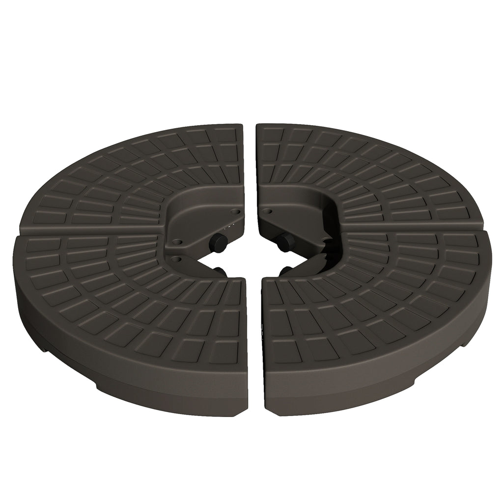 Outsunny Sonnenschirmständer 4-teilig, Schirmgewicht, Schirmständer, Bodenkreuz befüllbar mit Sand/Wasser bis 25/17 kg, Gewichte Sonnenschirmfuß HDPE Kaffee