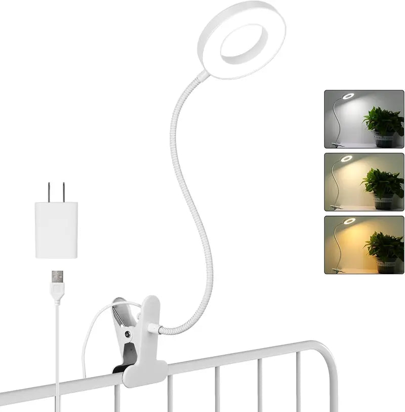 USB-Powered Clip-On Desk Lamp – Flexible Neck, 3 Lighting Options & 10-Step Brightness Control