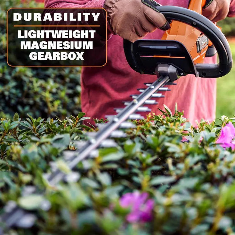 RIDGID 18V Brushless 22″ Hedge Trimmer Kit with 2.0 Ah Battery & Charger