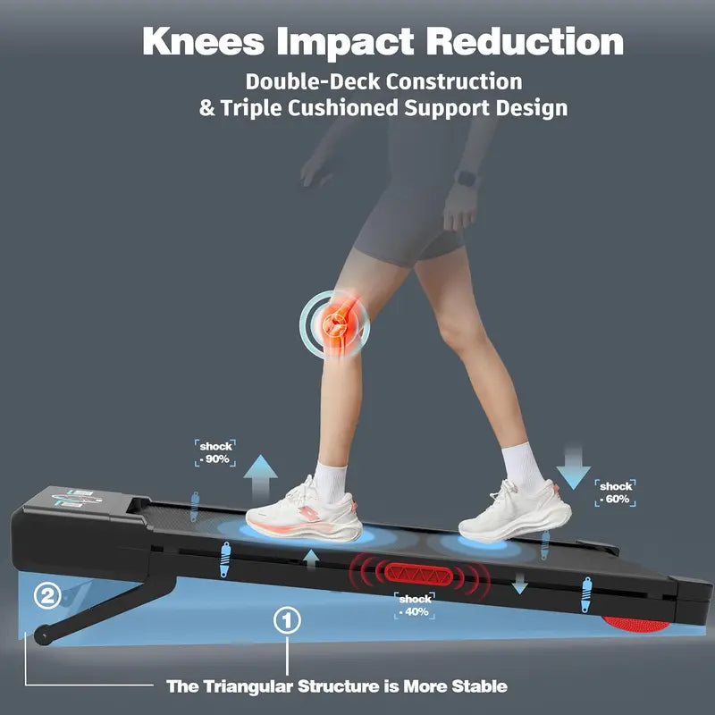 Walking Pad Treadmill – Under-Desk Compact Model with 12% Auto Incline, RGB Display & Bluetooth Speaker