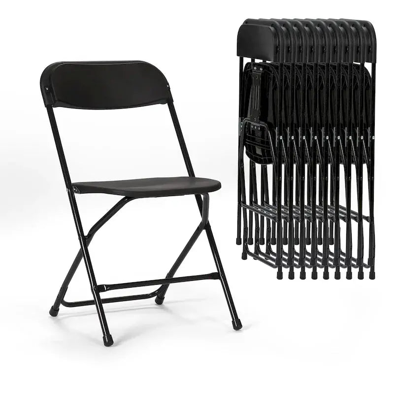 Set of 10 Lightweight Folding Plastic Chairs – 350 lb. Weight Capacity, Indoor/Outdoor Use