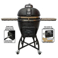 Kamado S-Series 22″ Ceramic Charcoal Grill – Black Kamado with Cart, Side Shelves, Dual Grates, and Ash Drawer
