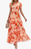 Summer Dresses for Women 2026 Formal Short Sleeve Floral Homecoming Dress Maxi Wedding Guest Vacation Outfits