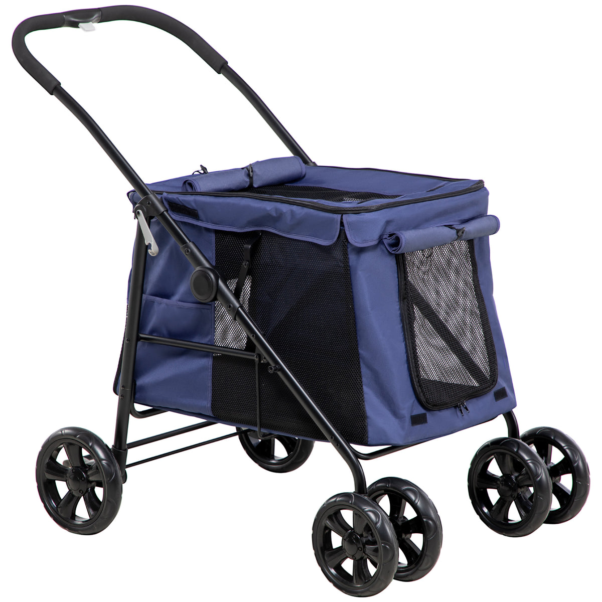 PawHut Hundetrolley bis 20kg klappbar Kissen 3 Seitentaschen 102 cm x 62 cm x 105 cm Blau