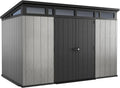Keter Artisan 11′ x 7′ Modern Resin Storage Shed – Grey & Black, Ideal for Patio Furniture & Garden Gear
