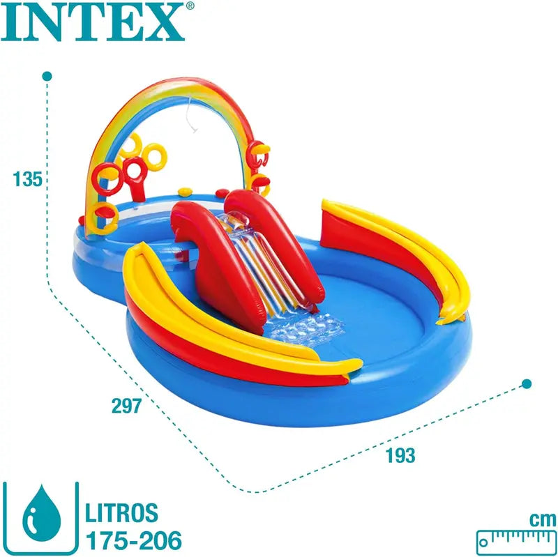 Intex Jungle Adventure Inflatable Play Center – 96″ x 78″ x 28″ Kiddie Splash Pool with Water Slide for Toddlers & Backyard Fun