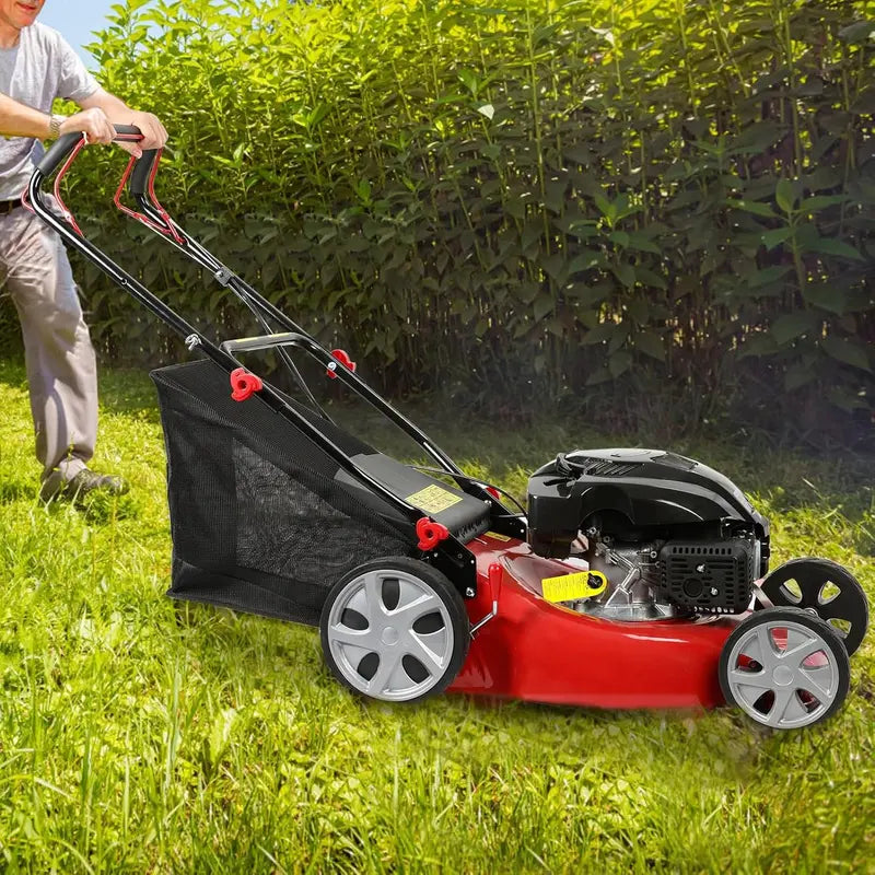 Self-Propelled Gas Lawn Mower – 20-Inch Deck, 141cc 4-Stroke Engine, 50L Grass Bag & Rear-Wheel Drive