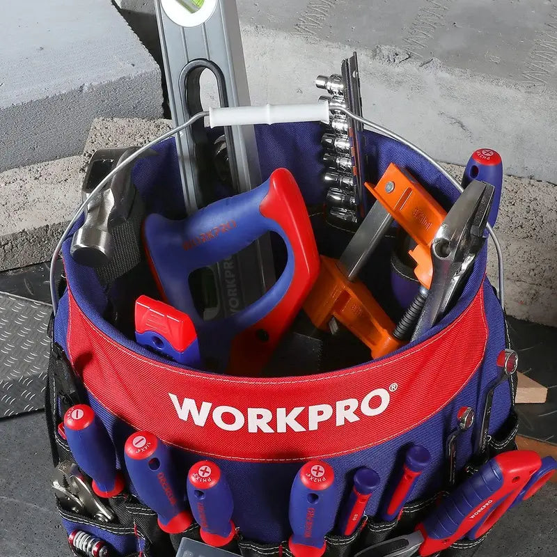 WORKPRO Bucket Organizer – 51-Pocket Tool Storage System (Tools Not Included)