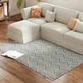HOMCOM Teppich Wohnzimmer 170 x 120 cm Kurzflor maschinenwaschbar hypoallergen für Wohnzimmer, Schlafzimmer, Büro, hellgrau