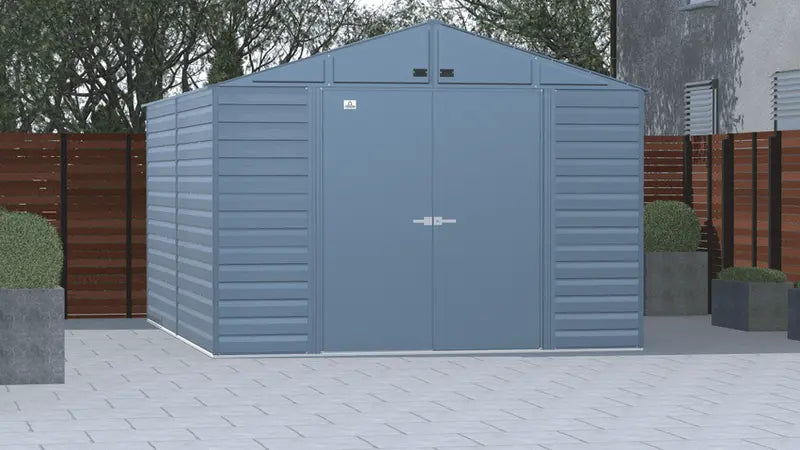 Select Steel 10 ft. x 14 ft. Premium Steel Storage Shed – Durable Blue-Grey Galvanized Construction