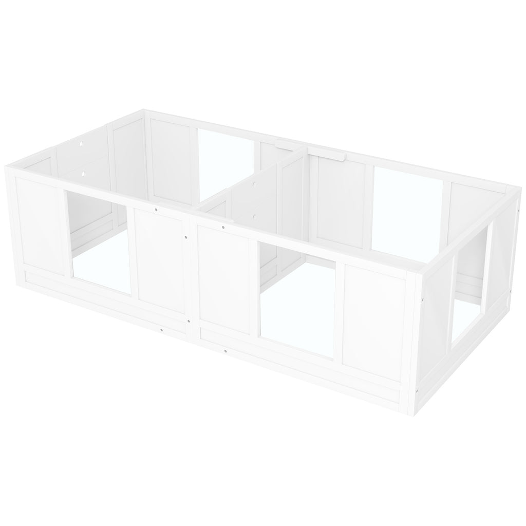 PawHut Welpenbox für Hunde, mit  klaren Paneelen, 2-Raum-Design, für kleine Hunde