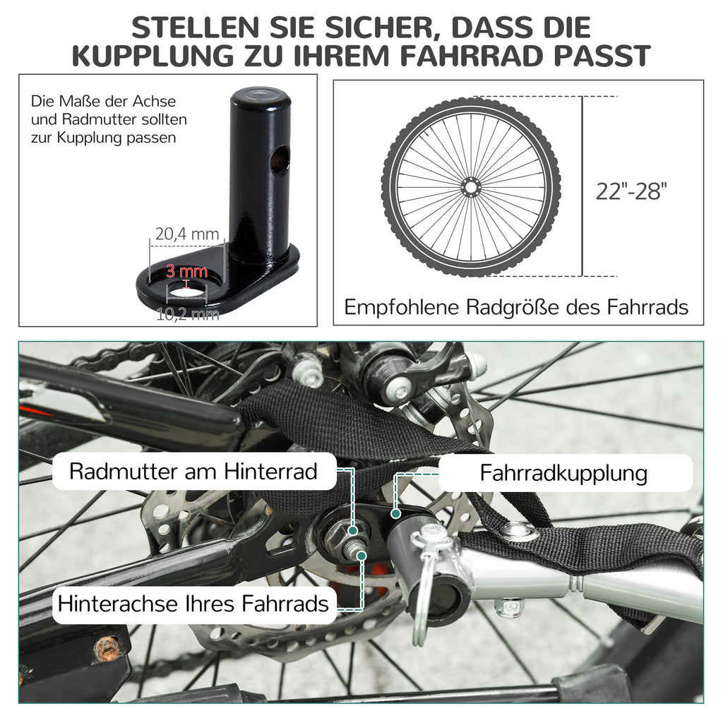 PawHut Fahrradanhänger Hundeanhänger bis 20 kg mit Universalkupplung Stahl Rot+Schwarz
