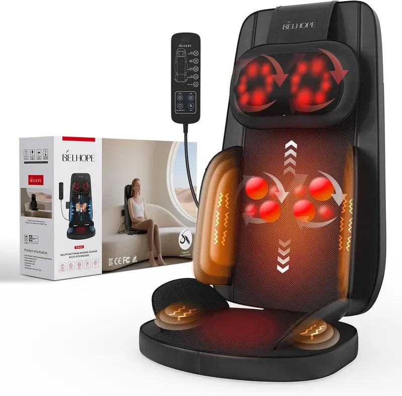 Shiatsu Back Massager with Heat – 4D Kneading Device for Office or Home Pain Relief