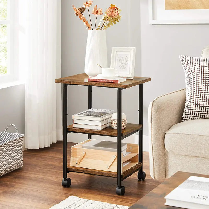 VASAGLE 3-Tier Machine Cart with Wheels and Adjustable Table Top