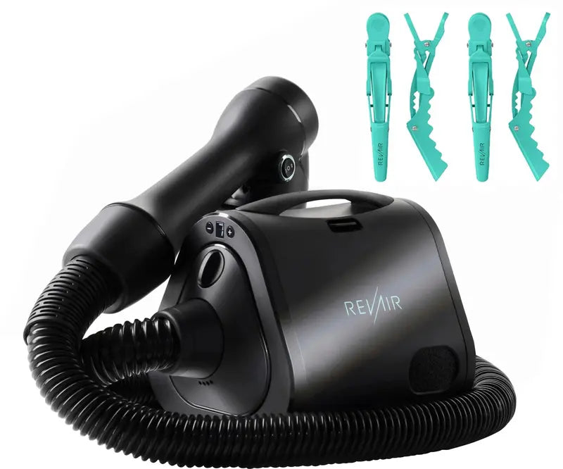 Reverse-Air Ionic Hair Dryer with Heat-Resistant Clips – Sleek Black Styling Tool