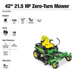 John Deere Z320R 42-Inch Zero-Turn Mower – 21.5 HP V-Twin Engine with Accel Deep Deck