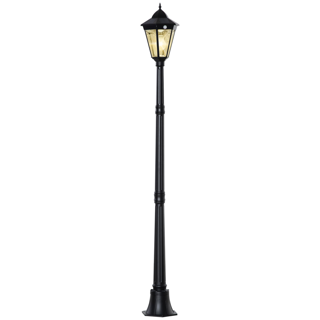Outsunny Solar Gartenlaterne Laterne Gartenleuchte Wegleuchte mit 19 LED 130 Lumen 3000K Aluminium gehärtetes Glas Schwarz 22 x 22 x 194 cm