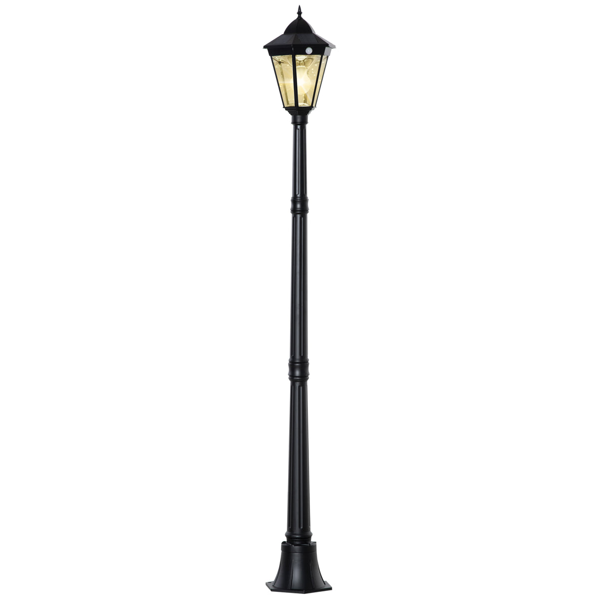 Outsunny Solar Gartenlaterne Laterne Gartenleuchte Wegleuchte mit 19 LED 130 Lumen 3000K Aluminium gehärtetes Glas Schwarz 22 x 22 x 194 cm
