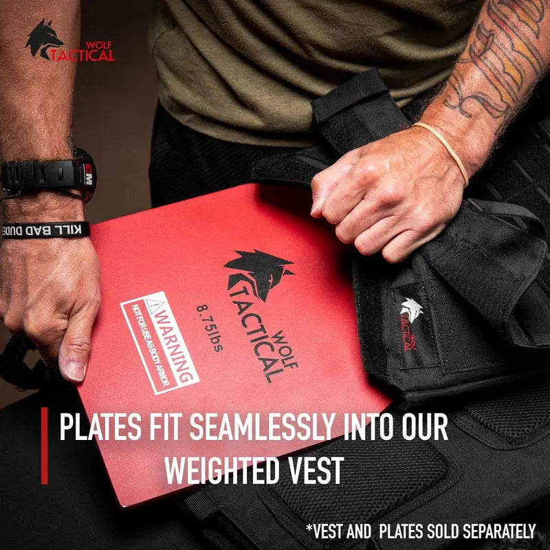 WOLF TACTICAL 8.75LB Steel Weight Vest Plates – Pair for Enhanced Workouts