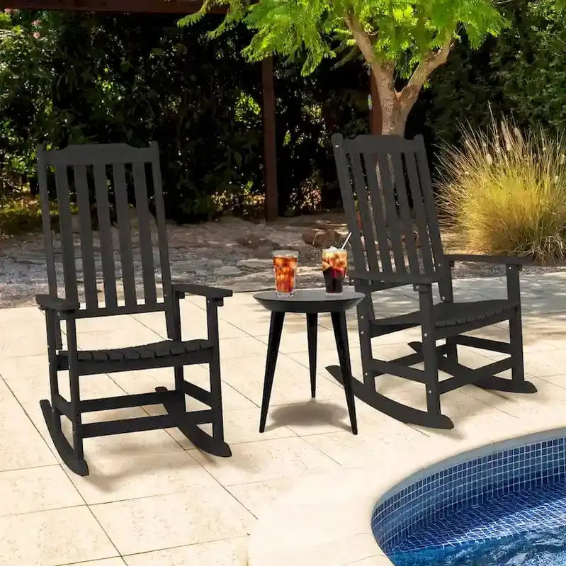 Vrakae 2-Pack All-Weather Rocking Patio Chairs – High-Back Ergonomic Design