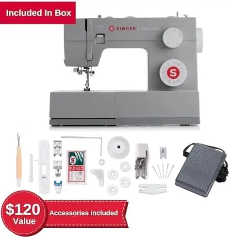 SINGER Heavy Duty 4452 Sewing Machine – Full-Metal Frame, 110 Stitch Options, LED Lighting & 1-Step Buttonhole
