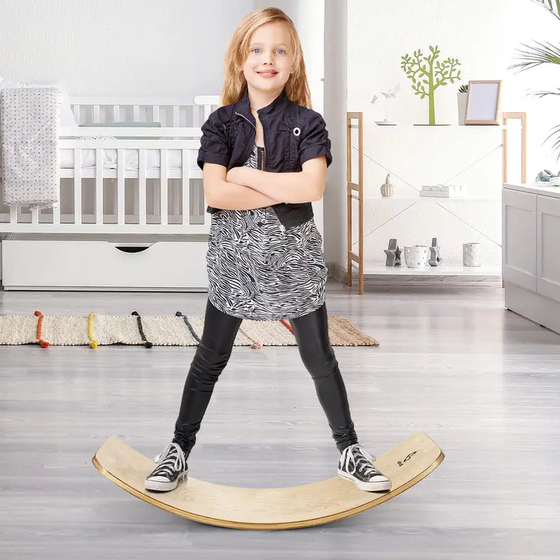 Wooden Balance Board – 35-Inch Stability Trainer for Kids and Adults (660 lb Weight Capacity)