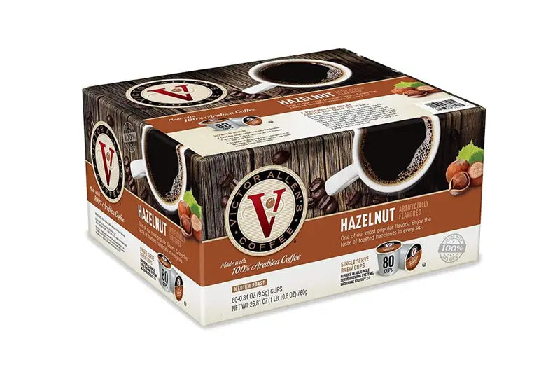 Victor Allen's Hazelnut Medium Roast K-Cup Pods – 80-Count Flavored Arabica for Keurig