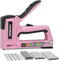 WORKPRO 6-in-1 Manual Upholstery Stapler – Pink Ribbon Finish Multi-Function Nail Gun