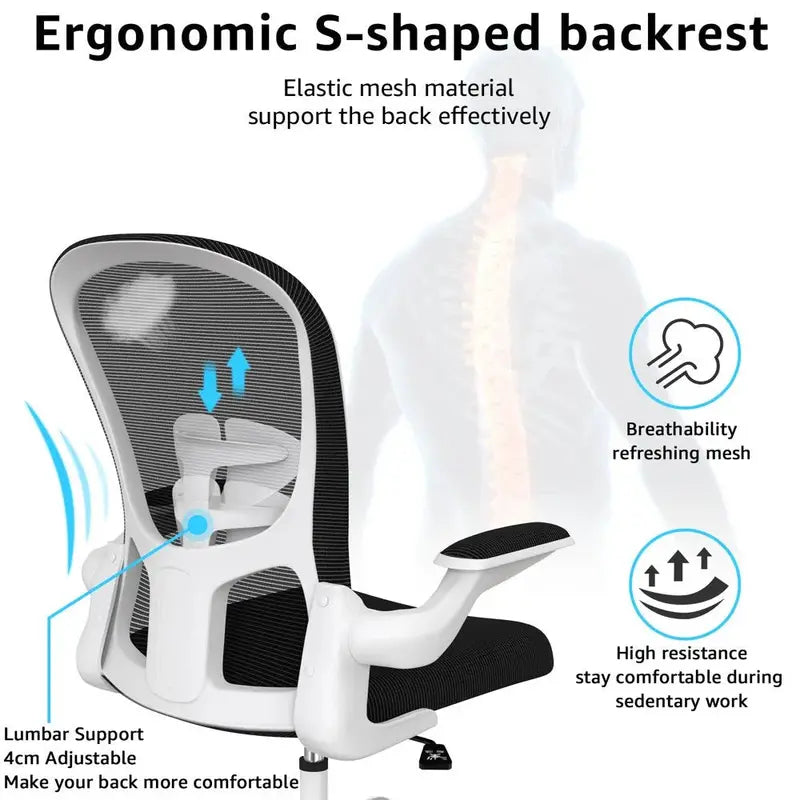 Silybon Adjustable Ergonomic Task Chair – Flip-Up Arms & Height Control