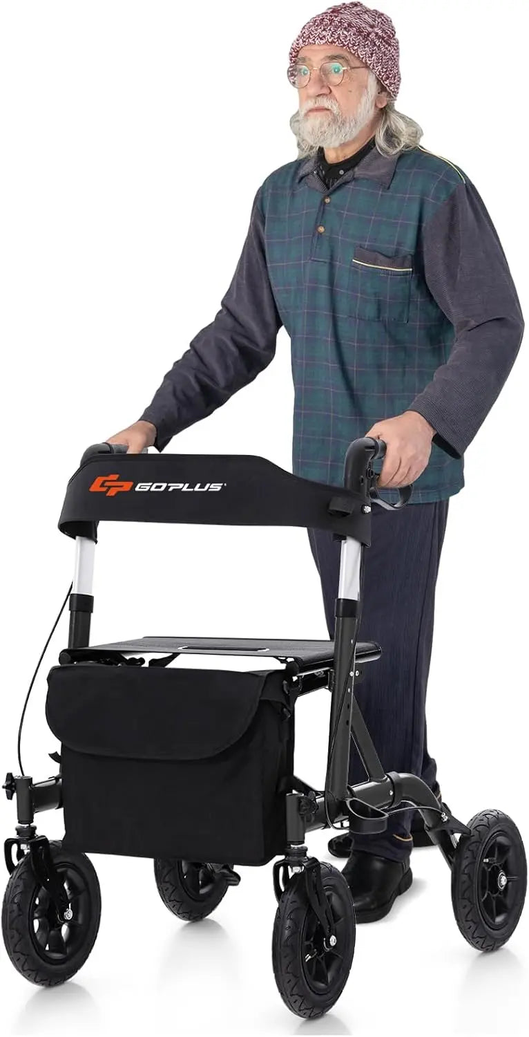 Rollator Walker with Seat, Backrest, and Brakes for Seniors