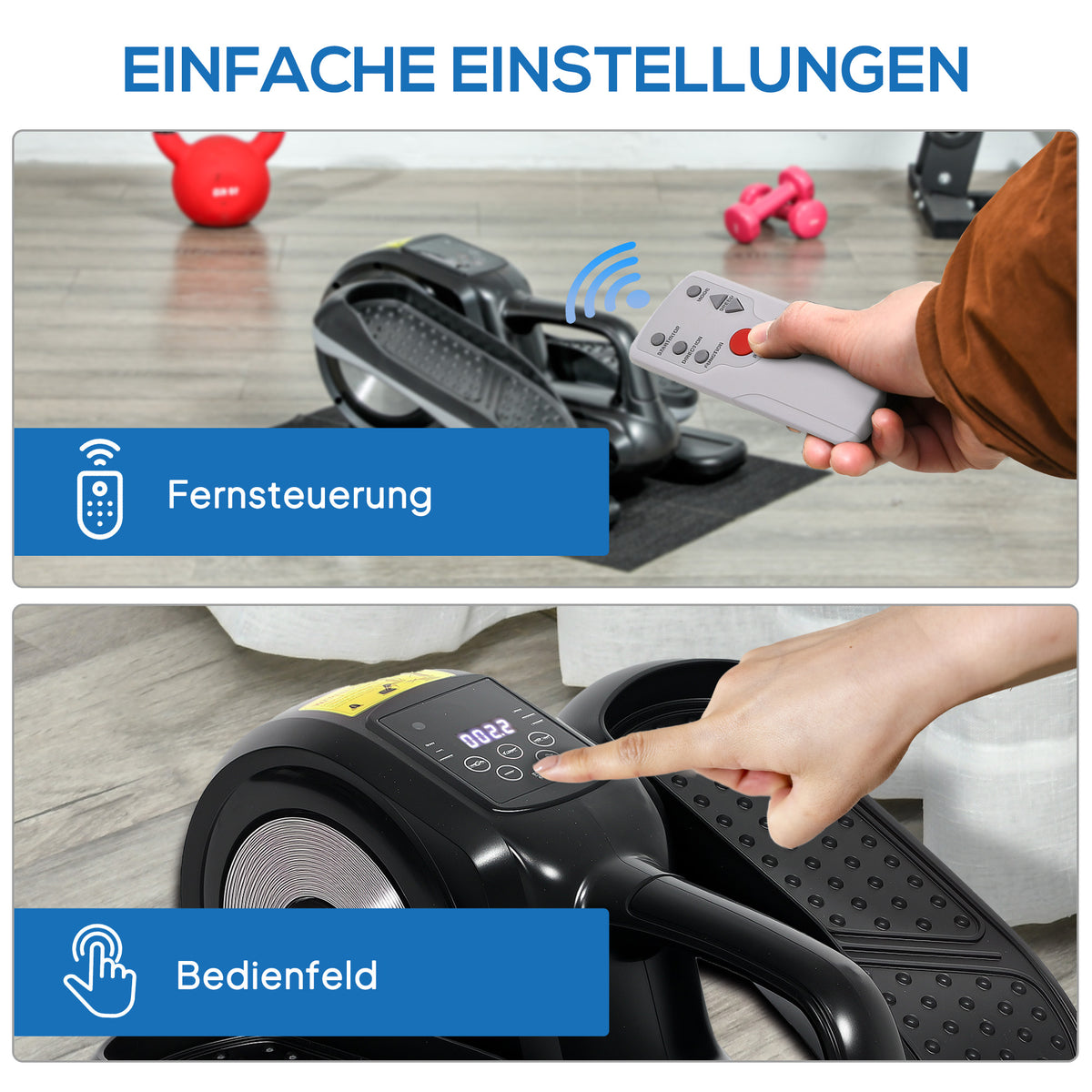 SPORTNOW Fußtrainer, Handlicher Pedaltrainer, 12 Programme, LCD-Monitor, Fernbedienung, Heimtrainer, Workout-Gerät