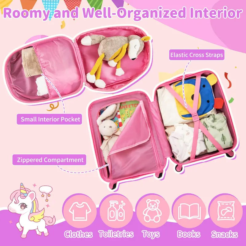 Kids' Spinner Luggage Set – 2-Piece Pink Travel Suitcase Combo for Boys & Girls