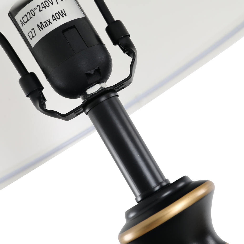 HOMCOM 3er-Lampenset 2 Tischlampe(ø30 x 62H cm) + 1 Stehlampe(ø38 x 158H cm)  Vintage, Schwarz+Weiß, Metall, PS, Polyester, Baumwolle E27 Lampensockel