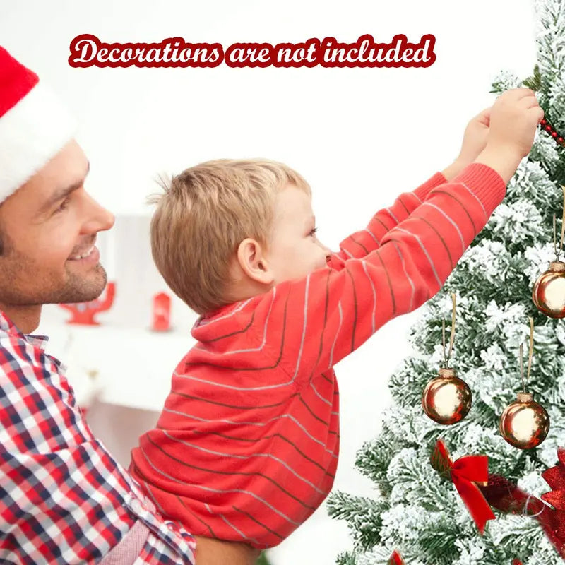 Snow-Flocked Hinged Pine Christmas Tree – Realistic Pre-Lit Artificial Holiday Tree