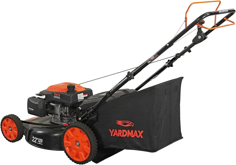 YARDMAX 22-Inch Gas-Powered Self-Propelled Lawn Mower – 201cc Engine, 6-Speed CVT Transmission, Rear-Wheel Drive, and 3-in-1 Cutting System