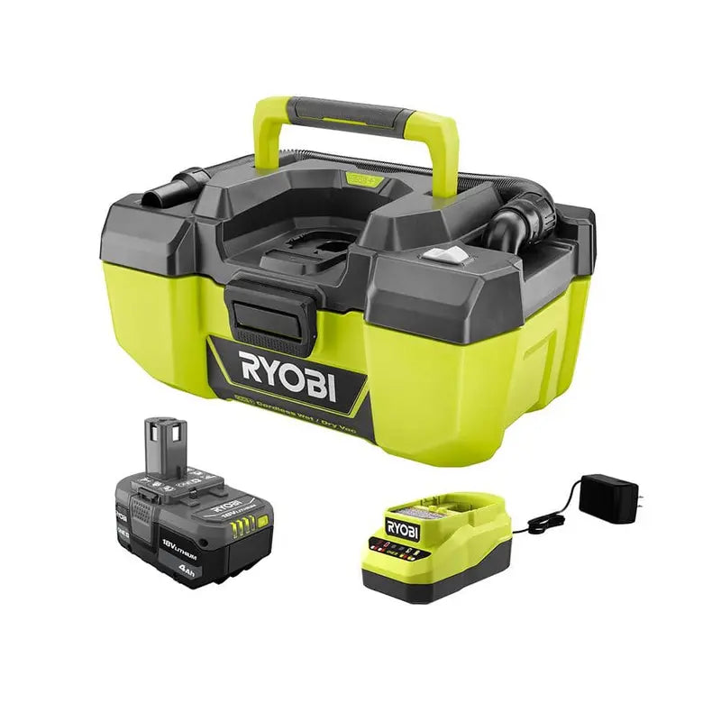 RYOBI ONE+ 18V 3-Gallon Cordless Wet/Dry Vacuum Kit – Includes 4.0 Ah Battery & Charger