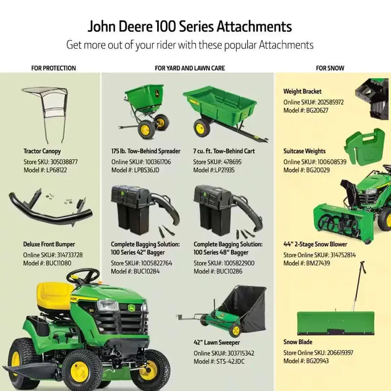 John Deere S100 Hydrostatic Riding Lawn Mower – 42-Inch Cut, 17.5 HP Gas Engine