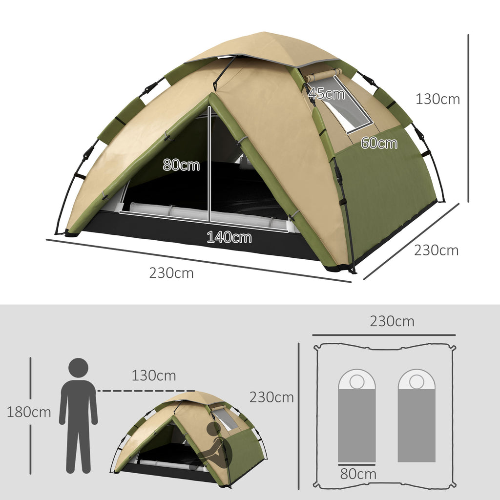 Outsunny Familien-Campingzelt für 3-4 Personen leicht belüftet wasserdicht 3000 mm Tragetasche und oberer Haken
